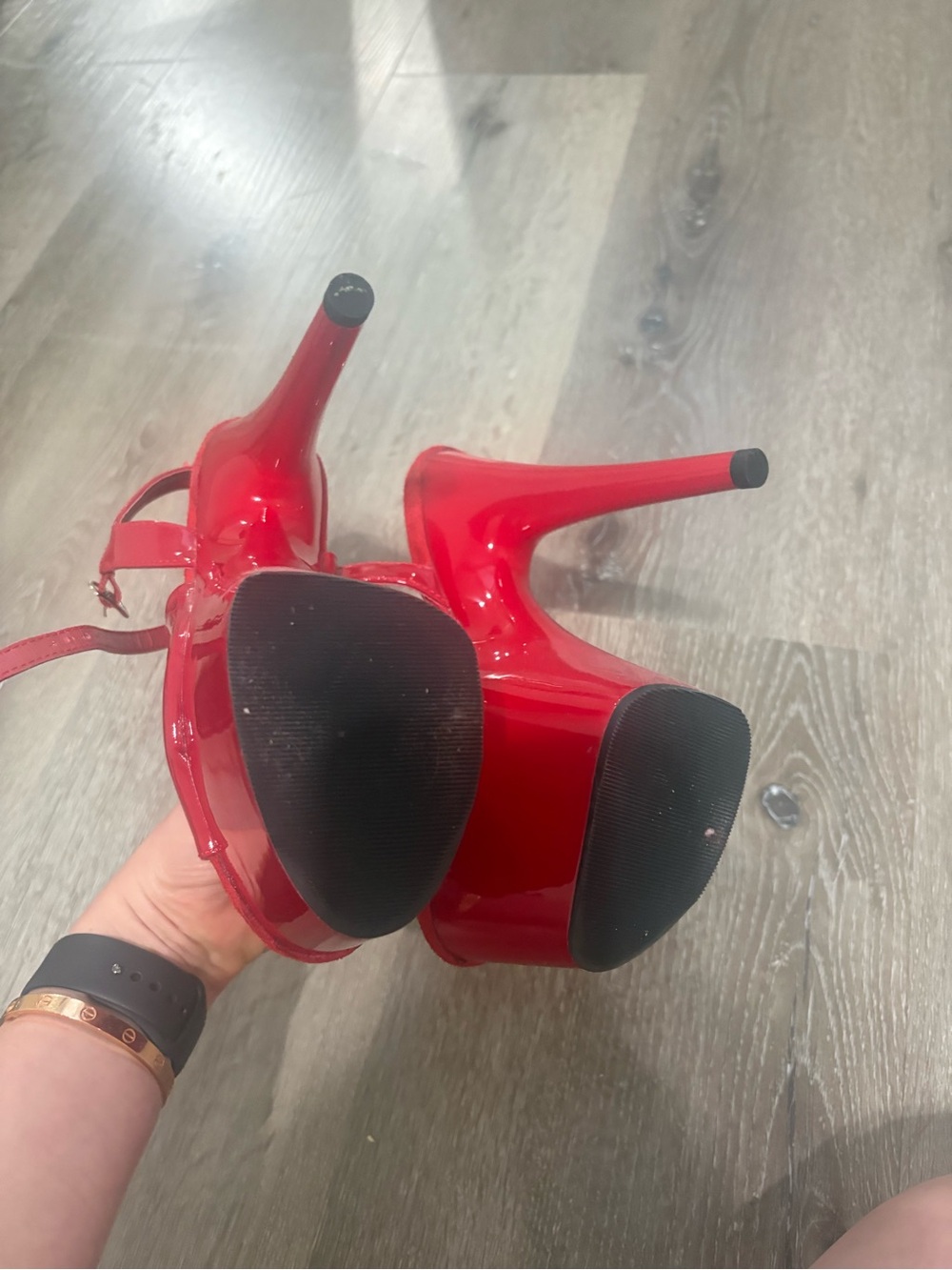 Pleaser Red Patent Platform Slingback Heels - Picture 3 of 7